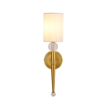 Lampa ścienna DAMA 52 cm- złoty kinkiet z białym abażurem - zdjęcie produktu