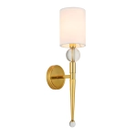Lampa ścienna DAMA 52 cm- złoty kinkiet z białym abażurem - zdjęcie produktu