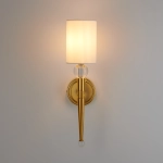 Lampa ścienna DAMA 52 cm- złoty kinkiet z białym abażurem - zdjęcie produktu