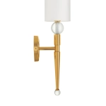 Lampa ścienna DAMA 52 cm- złoty kinkiet z białym abażurem - zdjęcie produktu