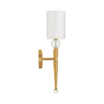Lampa ścienna DAMA 52 cm- złoty kinkiet z białym abażurem - zdjęcie produktu