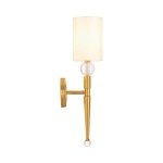 Lampa ścienna DAMA 52 cm- złoty kinkiet z białym abażurem - zdjęcie produktu