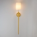 Lampa ścienna DAMA 92 cm- złoty kinkiet z białym abażurem - zdjęcie produktu