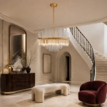 Lampa wisząca LUXORIA 50 cm - złota lampa kryształowa - zdjęcie produktu