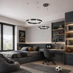 Lampa wisząca CIRCLE 2 40+60 cm - LED, ring tytan szczotkowany na 1 podsufitce - zdjęcie produktu