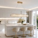 Lampa wisząca ADONIS 100 cm - żyrandol złoty z kryształami - zdjęcie produktu