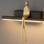 Lampa ścienna AMICI 31 cm LED czarno złota, mosiądz - zdjęcie produktu