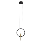 Lampa wisząca AMICI 27 cm - LED, mosiądz czarny ring z dekoracyjną złotą figurką - zdjęcie produktu