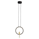 Lampa wisząca AMICI 27 cm - LED, mosiądz czarny ring z dekoracyjną złotą figurką - zdjęcie produktu