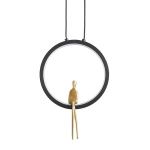 Lampa wisząca AMICI 27 cm - LED, mosiądz czarny ring z dekoracyjną złotą figurką - zdjęcie produktu