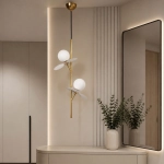 Lampa wisząca CHIC-2 pionowa złoto biała 26 cm - zdjęcie produktu