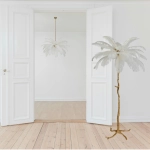 Lampa podłogowa EMU 170 cm - pióra białe - zdjęcie produktu