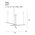 Trio P0311D lampa wisząca ściemnialna czarna MAXLIGHT