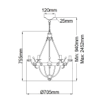 Żyrandol Windsor – 6 źródeł światła – Grafitowe WINDSOR6-GR Elstead Lighting