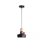 1990 PENDANT LIGHT 1XE27 BLACK WOOD LEATHER Zambelis Lights