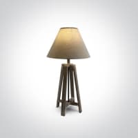 kinkiecik.pl Elif 61118 dekoracyjna drewniana lampa stołowa E27 12W z abażurem z beżowej tkaniny ONE LIGHT