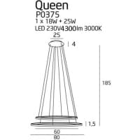 kinkiecik Queen II lampa wisząca chrom z funkcją ściemniania światła P0375D MaxLight