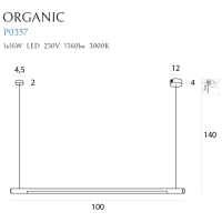 Organic Horizon P0357D Lampa Wiszaca Ściemnialna Biała MaxLight