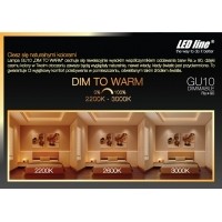 Żarówka LED line GU10 220~240V 5,5W 345lm 2200-3000K Dim to Warm ŚCIEMNIALNA