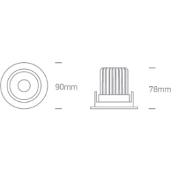 Oprawa podtynkowa The IP54 COB Outdoor/Bathroom Range Die cast 11113D/W/W ONE LIGHT