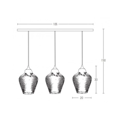 19242 PENDANT LIGHT 3XE27 MAX 40W BLACK BASE - CLEAR GLASS Zambelis Lights