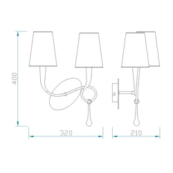 Lampa ścienna Mantra Paola Gold 3547MA - zdjęcie dodatkowe 1