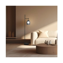 22053 FLOOR LAMP G9 5W MAX BLACK METAL - BLACK MARBLE - SMOKED & OPAL GLASS Zambelis Lights
