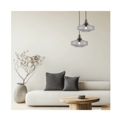 23012 PENDANT LIGHT E27 MAX 40W METAL-GLASS ANODISED DARK GREY Zambelis Lights