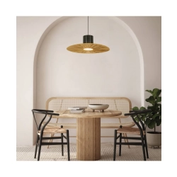 23070 PENDANT LIGHT E27 MAX 11W METAL - PAPER, BLACK - NATURAL Zambelis Lights