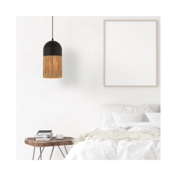 23071 PENDANT LIGHT E27 MAX 11W METAL - PAPER, BLACK - NATURAL Zambelis Lights