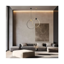 23094 PENDANT LED LIGHT 24W 3000K ALUMINIUM-SILICON,BLACK-GOLD RING Zambelis Lights