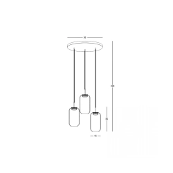 23231 PENDANT LED LIGHT 3X12W 3000K GLASS BLACK-GOLD Zambelis Lights