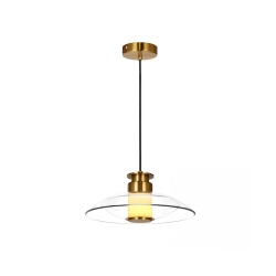25141 PENDANT LED LIGHT 10W 3000K BRUSHED BRASS - CLEAR GLASS Zambelis Lights