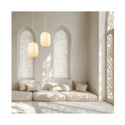 25170 PENDANT LIGHT 1xE27 MAX 15W MULBERRY SILK - METAL WHITE Zambelis Lights