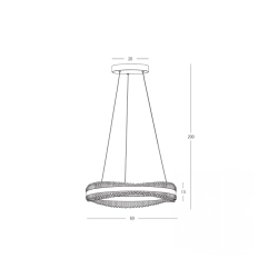 25412 PENDANT LED LIGHT 58W 3000K TRIAC BRUSHED GOLD METAL - CRYSTAL Zambelis Lights