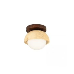 25418 WALL LIGHT 1xG9 LED MAX 5W NATURAL STONE - BROWN WOOD - OPAL GLASS Zambelis Lights