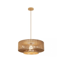 25440 PENDANT LIGHT 1xE27 MAX 40W NATURAL PAPER ROPE - BROWN BEIGE METAL Zambelis Lights
