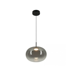 VITRO 2607 PENDANT LED LIGHT 8W 3000K SMOKED GREY GLASS - BLACK MATT Zambelis Lights