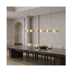 2651 PENDANT LED LINE LIGHT 25W 3000K BRUSHED COFFEE BRONZE-NATURAL TOBACCO ALABASTER Zambelis Lights