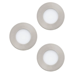 FUEVA 1 Oprawa wpuszczana LED 2,8W 3000K nikiel 8,5cm IP44 łazienkowa 3-PAK 98634 EGLO