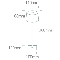 WHITE 3,5W WW TABLE LAMP RECHARGEABLE USB SOCKET IP54 DIMMABLE 61082/W ONE LIGHT