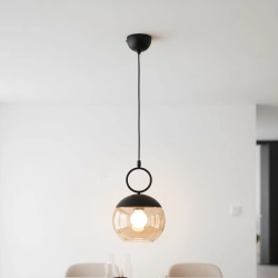 Lampa wisząca Sitro 1xE27 czarna-bursztyn 61469 ALFA