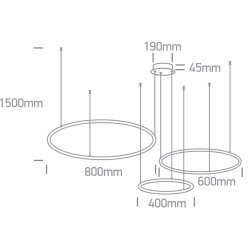 BLACK 3x RINGS 40cm/60cm/80cm 65W WW IP20 230V DIMMABLE 63150B/B/W ONE LIGHT