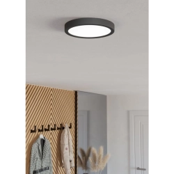 FUEVA 6-Z Plafon LED 11,2W RGB+TW IP44 czarny okrągły / oprawa natynkowa 901372 EGLO