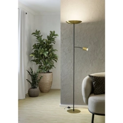 CONIVARINO Lampa podłogowa LED czarna/mosiądz z lampką do czytania 2700K 901979 EGLO