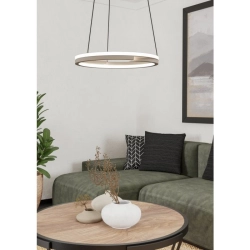 MEZZOMONTE Lampa wisząca LED CCT / ściemnialna Piaskowa Ø48cm 901824 EGLO