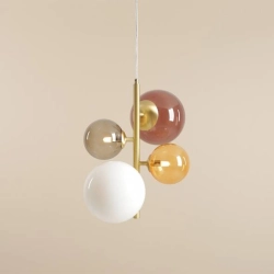 Mosiężna lampa wisząca z kolorowymi kloszami BLOOM 4 MULTICOLOUR 1111L40 Aldex - zdjęcie dodatkowe 1