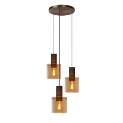 Lampa wisząca TOLEDO 3xE27 Amber 74405/13/62 Lucide - zdjęcie produktu
