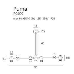 PUMA P0409 LAMPA WISZĄCA MaxLight - zdjęcie dodatkowe 1