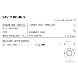 Oprawa stropowa Savio Round AZ2779 AZZARDO